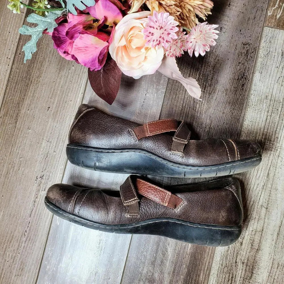 Clark's Bendables Brown Leather Women's Wave Mary Jane Shoes Size 9M - Picture 8 of 10
